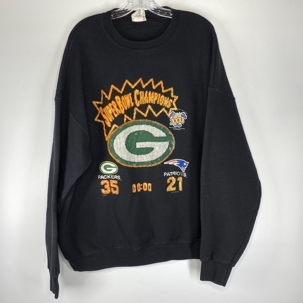 Vintage Nutmeg Packers Vs Patriots Super Bowl Championship 1997 Crew Sweatshirt